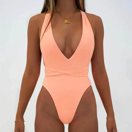 Jednoczęściowy strój kąpielowy z odkrytymi plecami