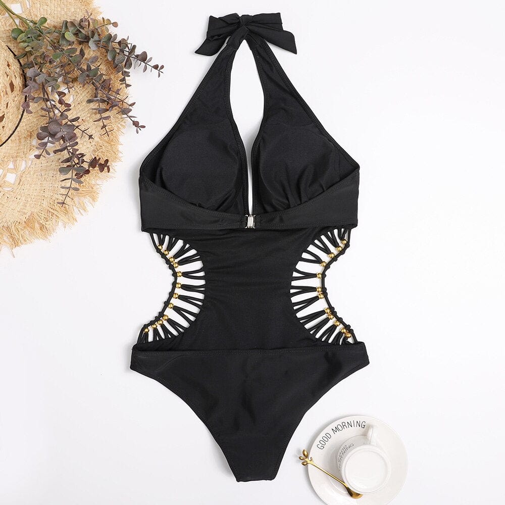 Monokini z ozdobnymi koralikami