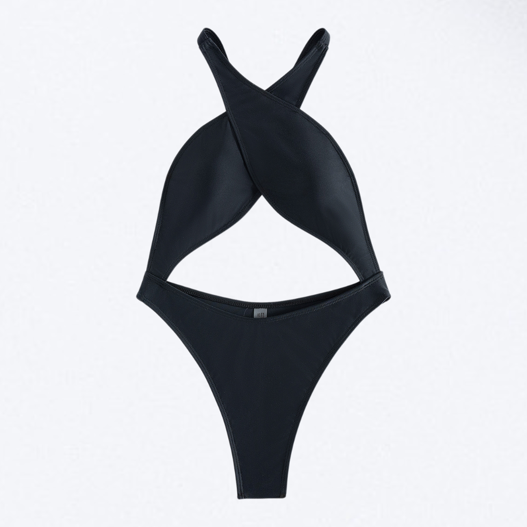 Monokini z krzyżowanymi ramiączkami na dekolcie