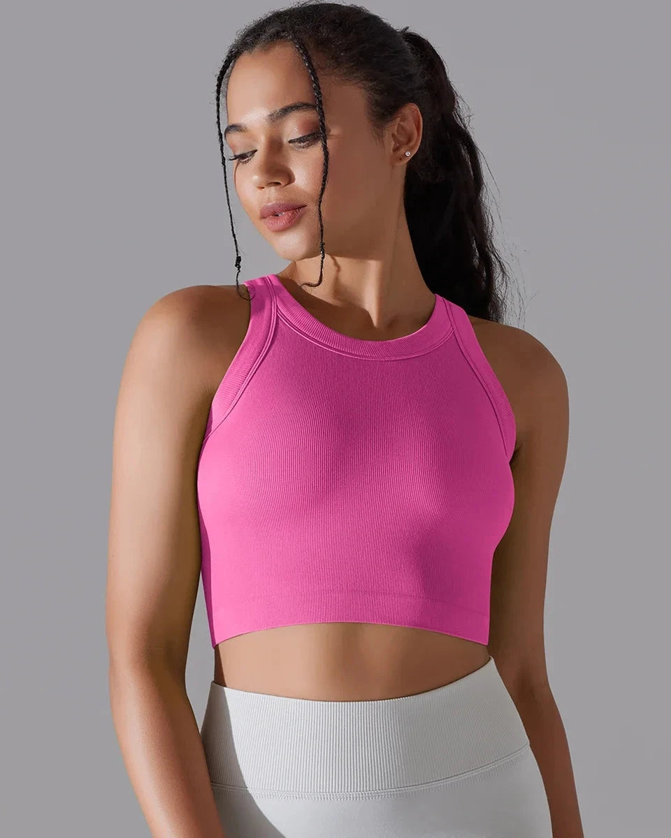 Prążkowany tank top sportowy