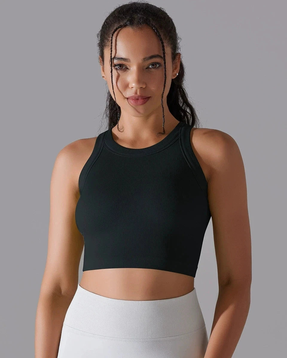 Prążkowany tank top sportowy