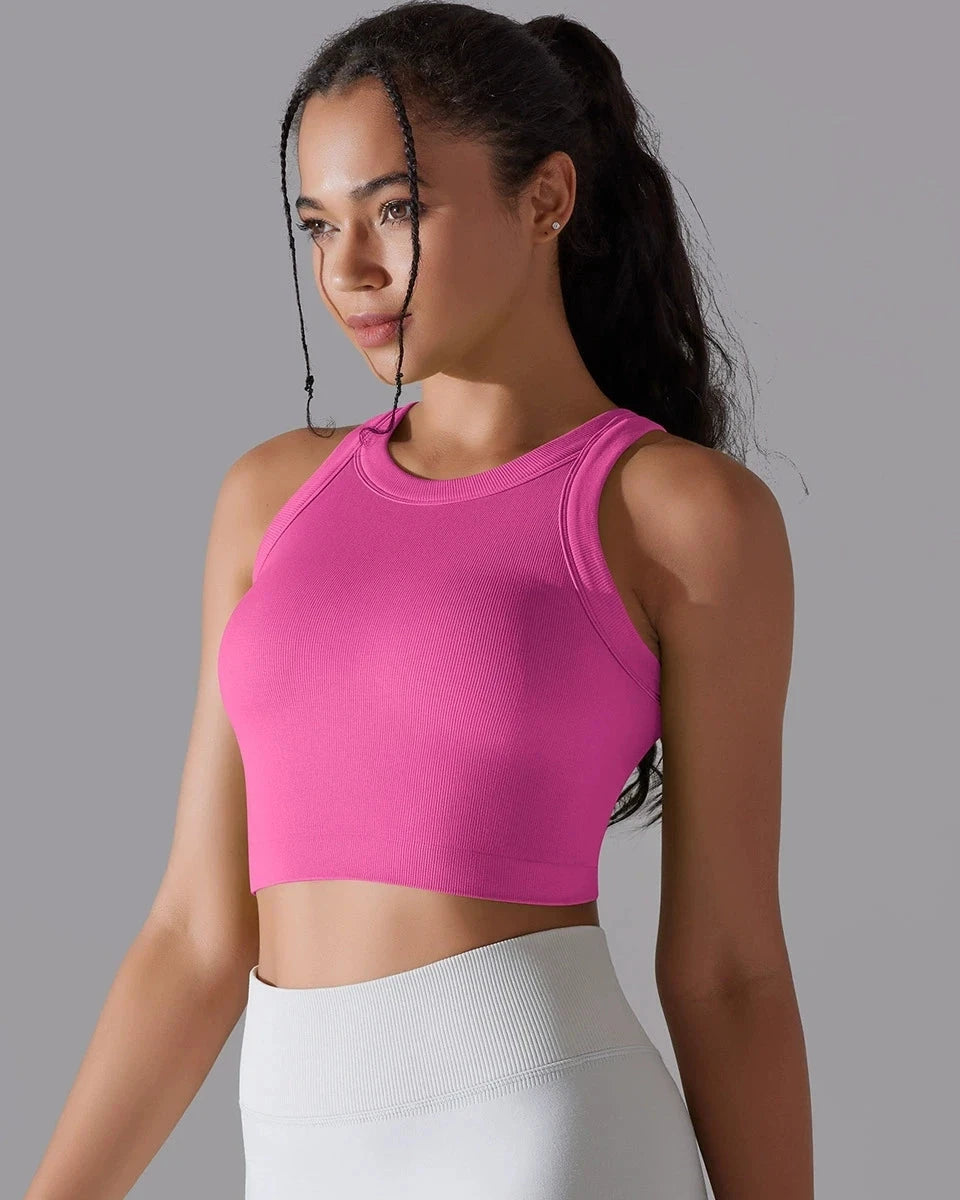 Prążkowany tank top sportowy
