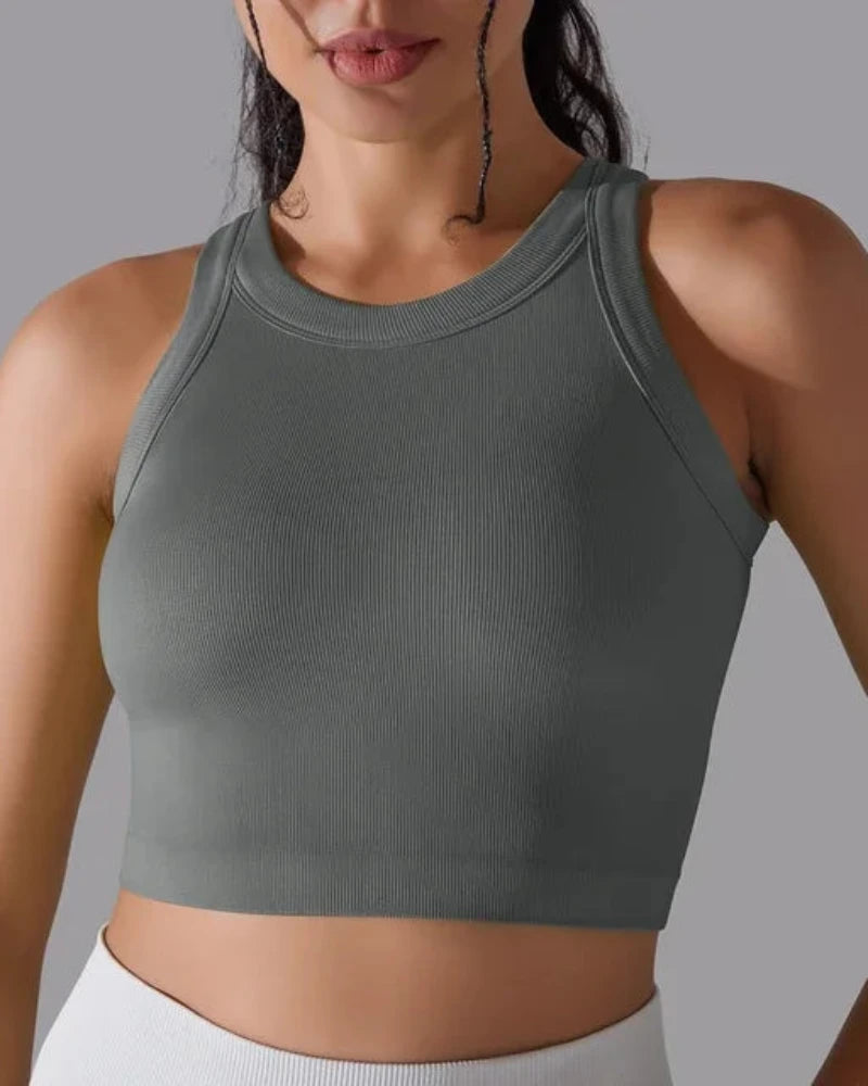 Prążkowany tank top sportowy
