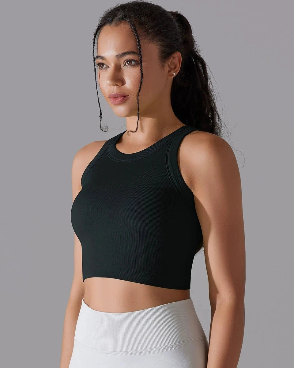 Prążkowany tank top sportowy