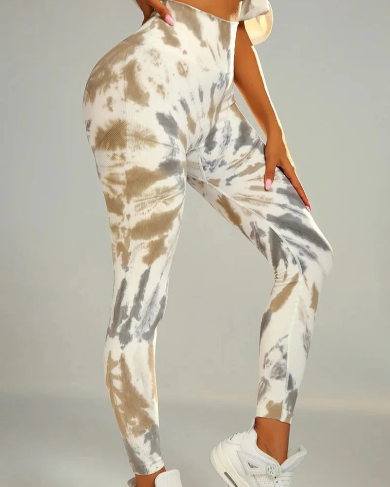 Dopasowane legginsy Tie Dye z wysokim stanem
