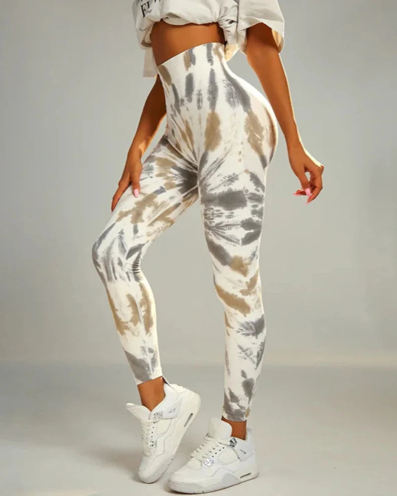 Dopasowane legginsy Tie Dye z wysokim stanem
