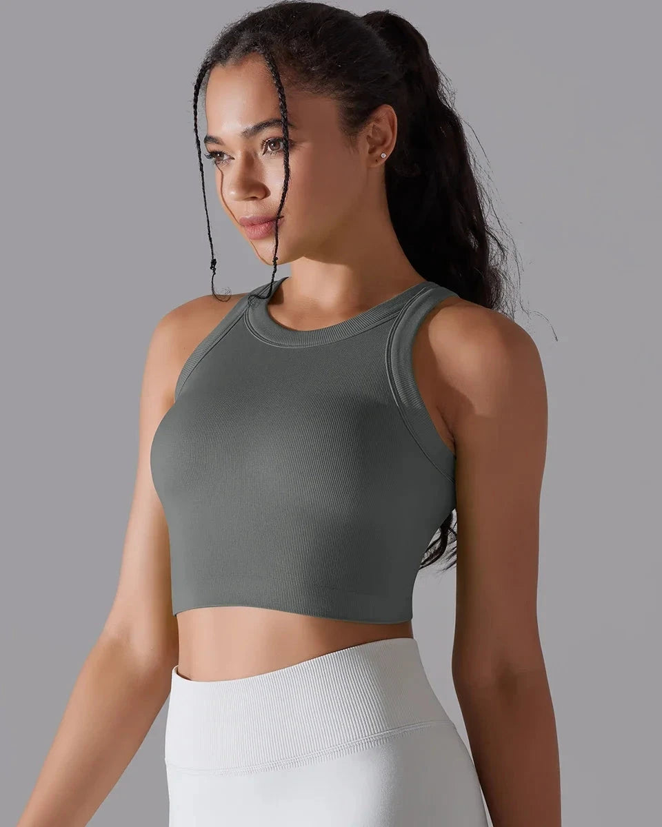 Prążkowany tank top sportowy