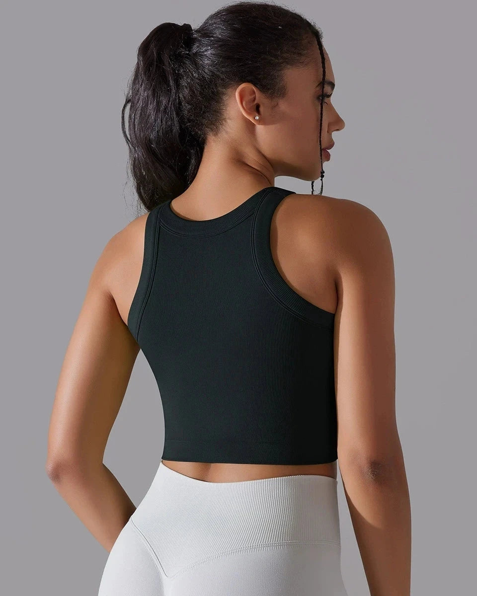 Prążkowany tank top sportowy