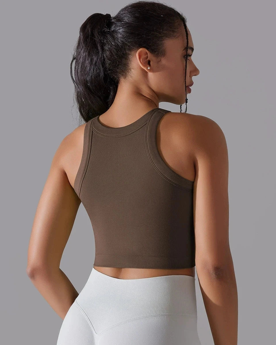 Prążkowany tank top sportowy