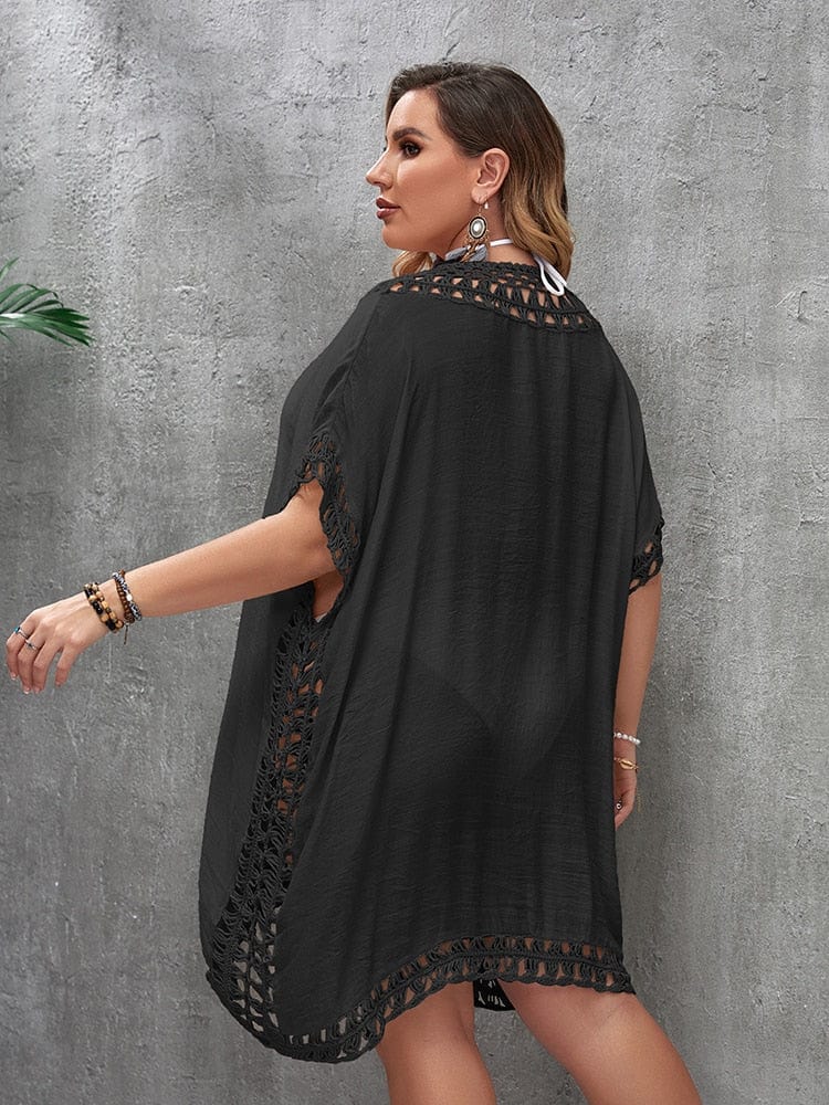Suknia plażowa plus size z wiązaniem na szyi
