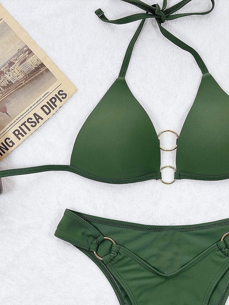 Usztywniane bikini z ozdobnymi pierścieniami