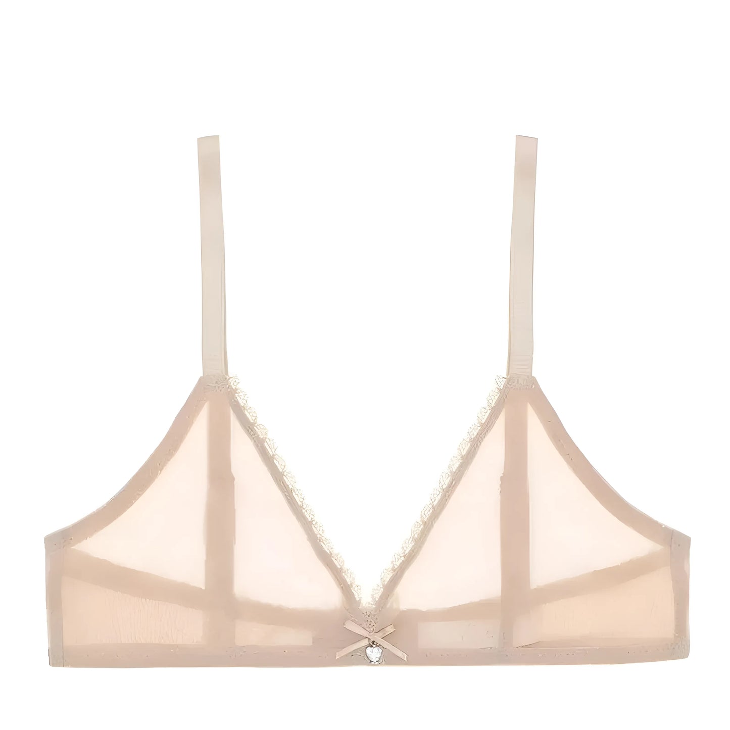 Beżowy Biustonosz transparentny bralette