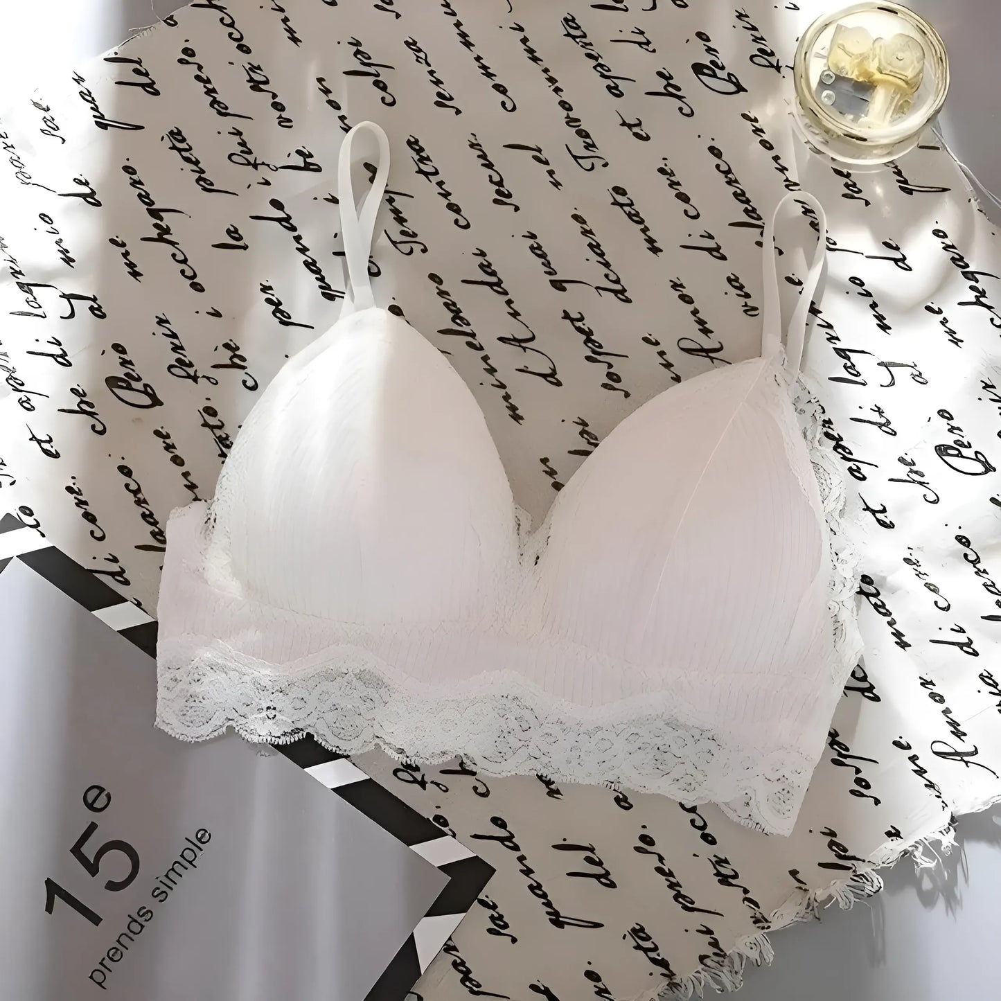 Biały Biustonosz koronkowy bralette