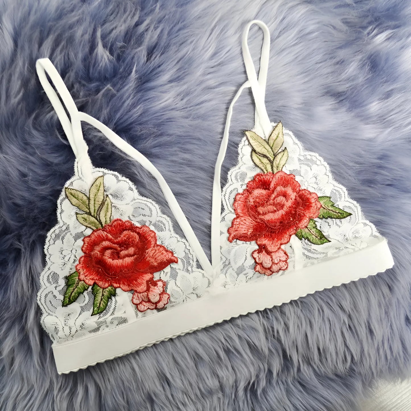 Biustonosz koronkowy bralette z kwiatkami