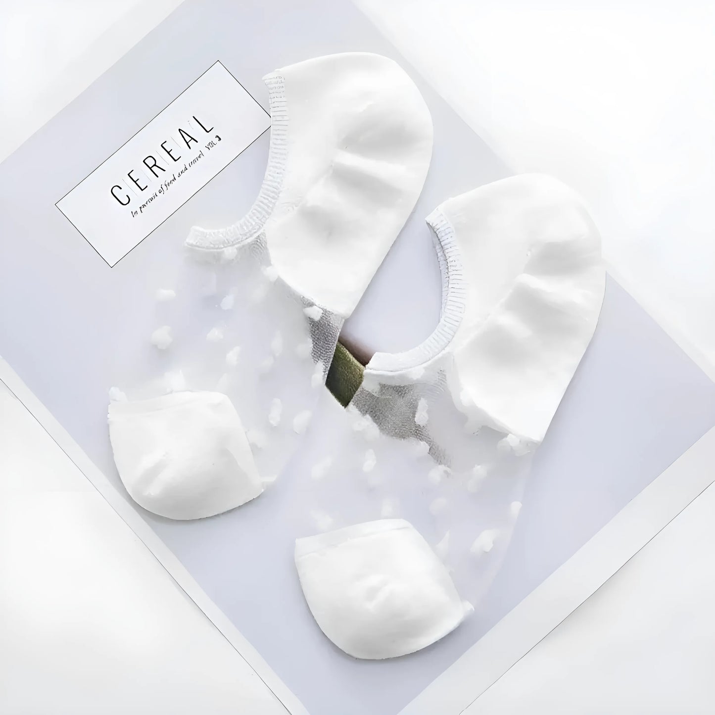 Biały Skarpetki stopki z przezroczystą wstawką