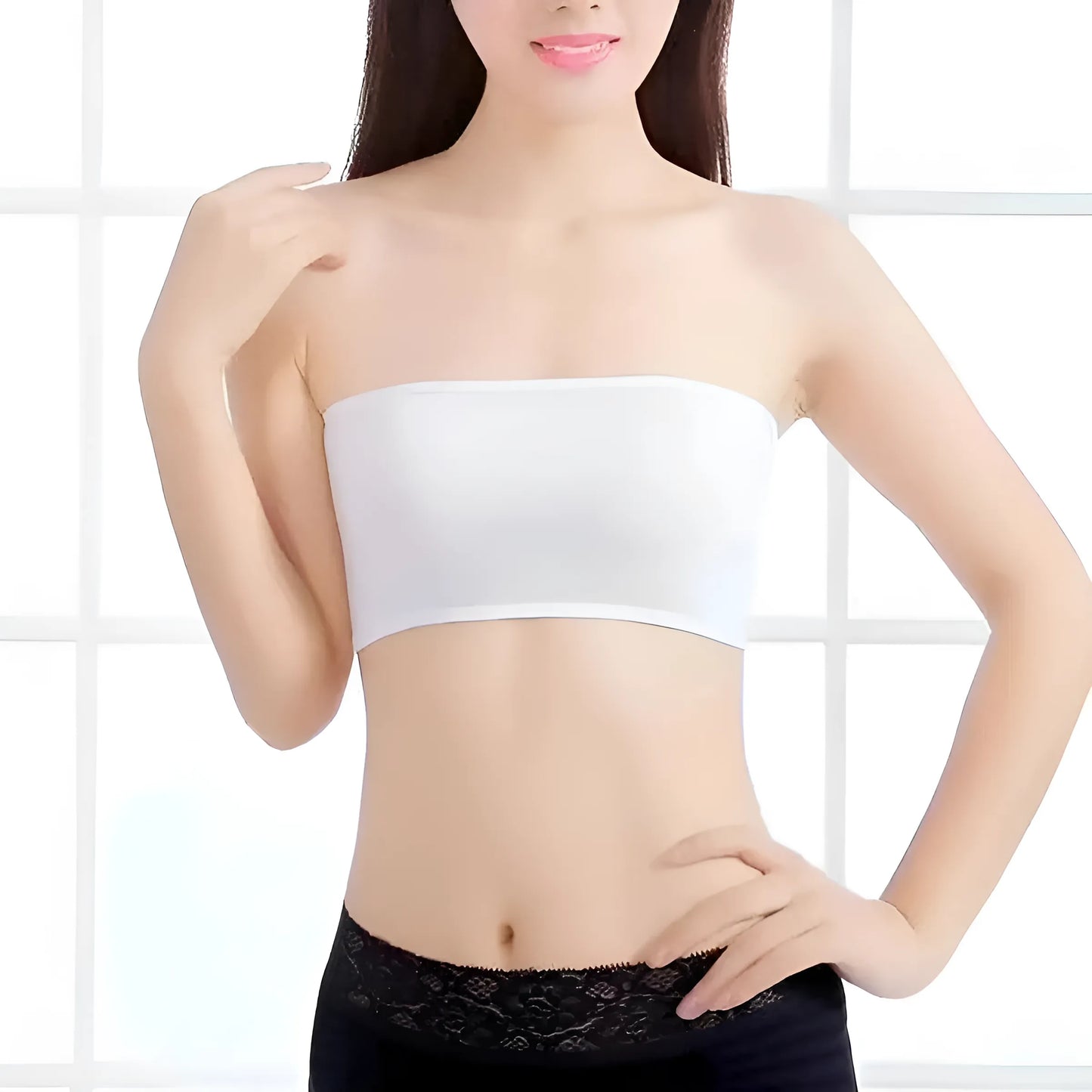 Biały Uniwersalny biustonosz bandeau