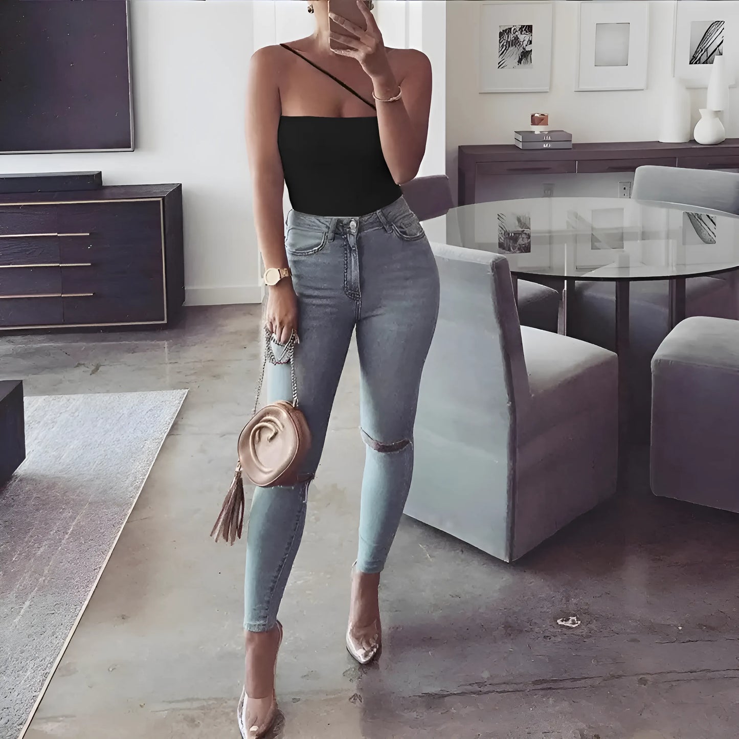 Body koronkowe z jednym ramiączkiem