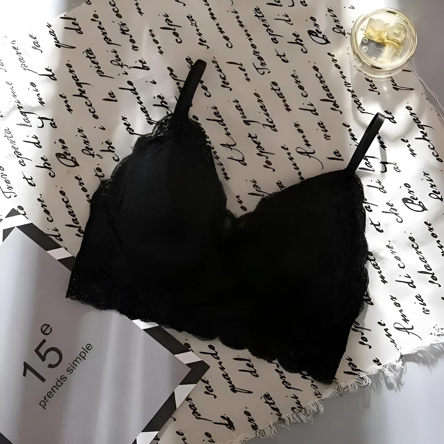 Czarny Biustonosz koronkowy bralette