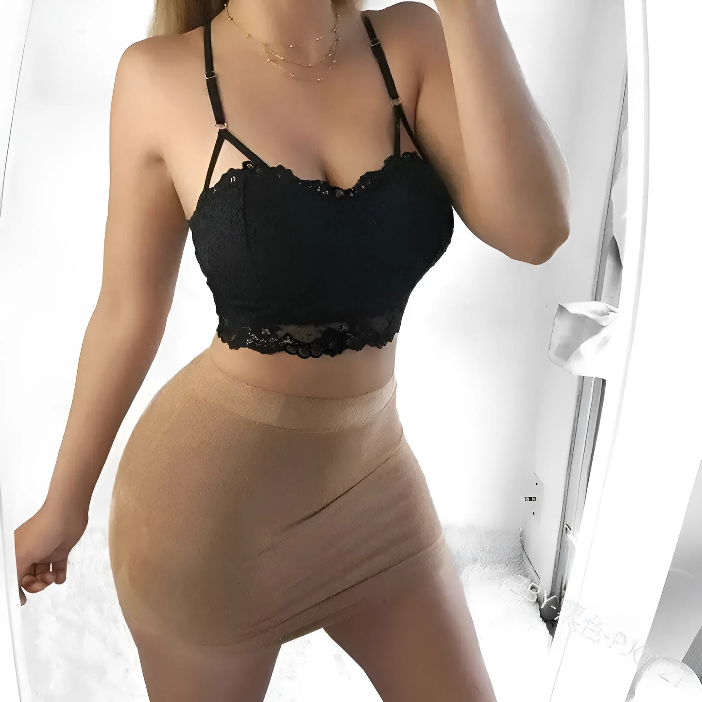 Czarny Biustonosz koronkowy bralette w formie topu