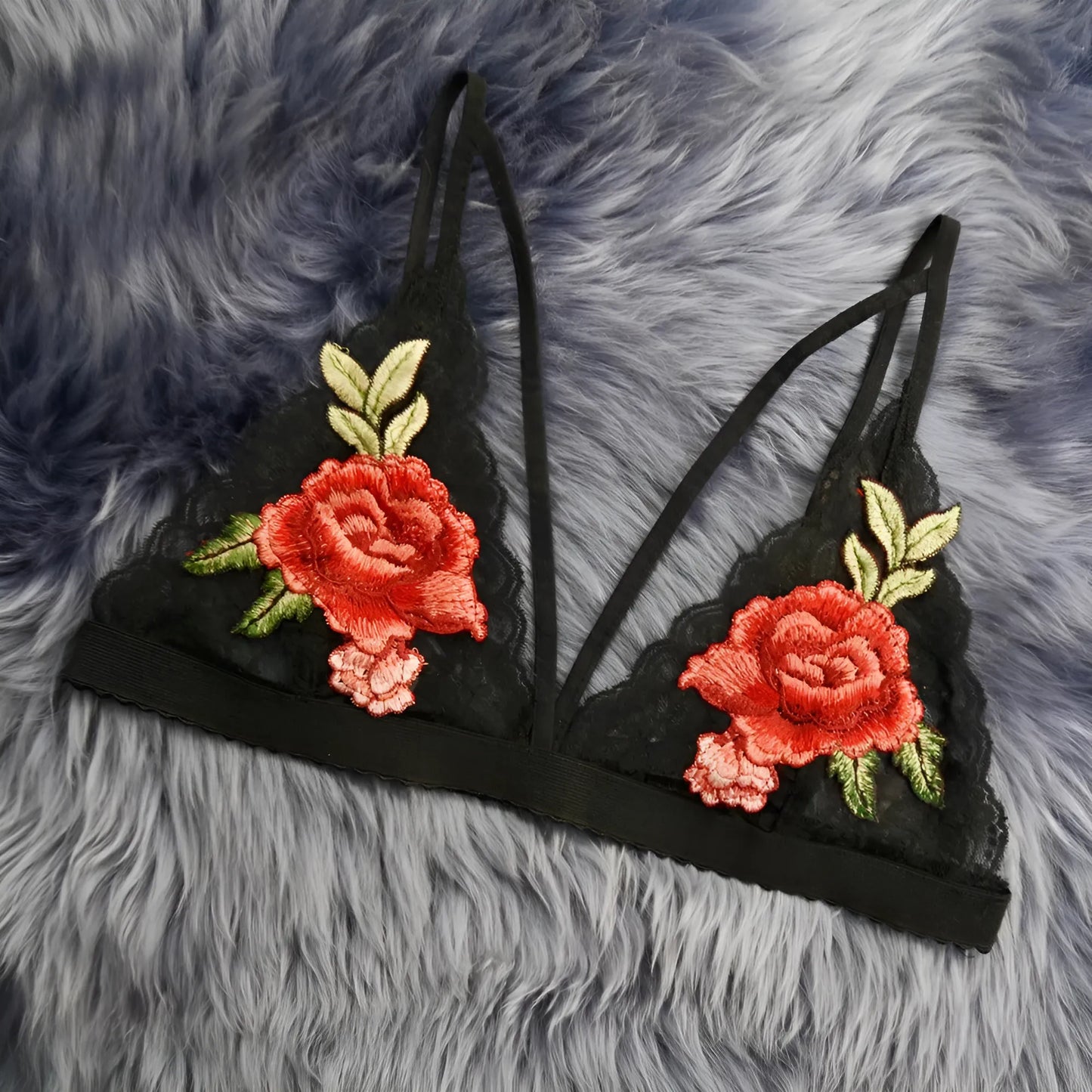 Biustonosz koronkowy bralette z kwiatkami
