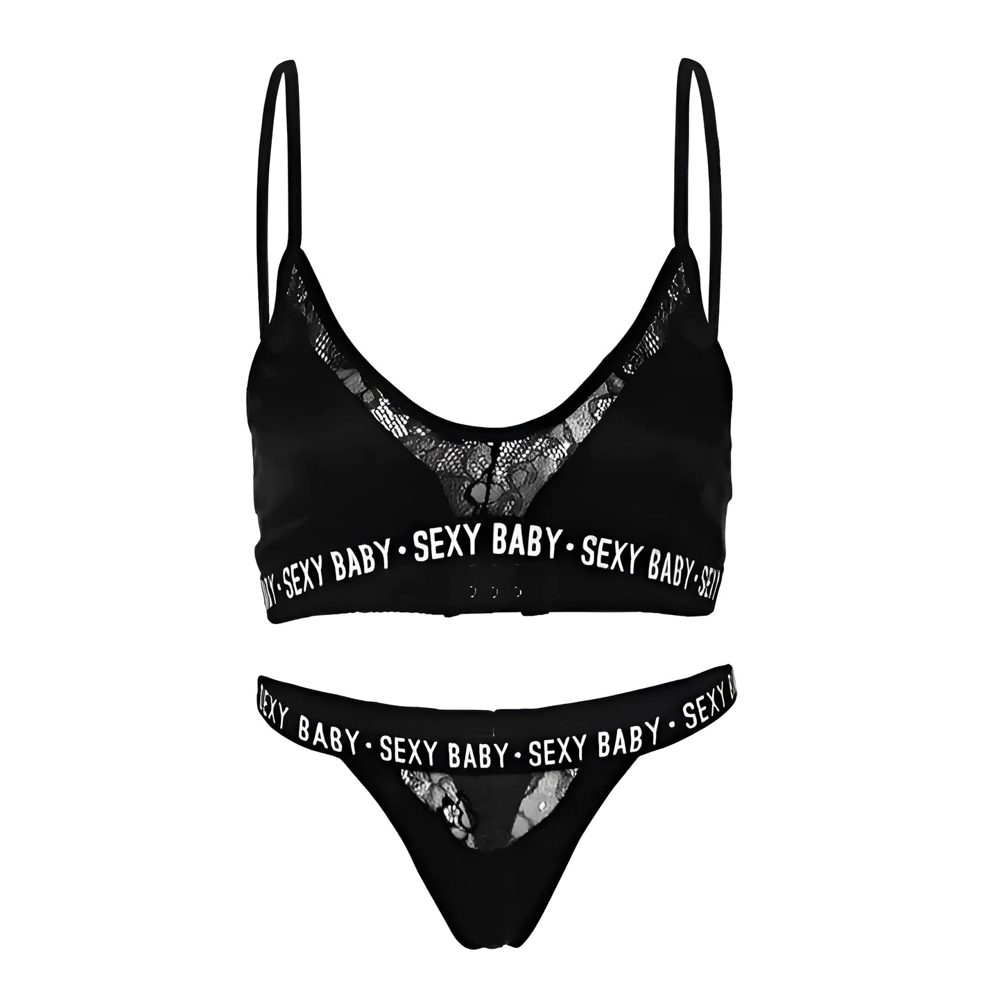 Czarny Komplet bielizny koronkowej SEXY BABY