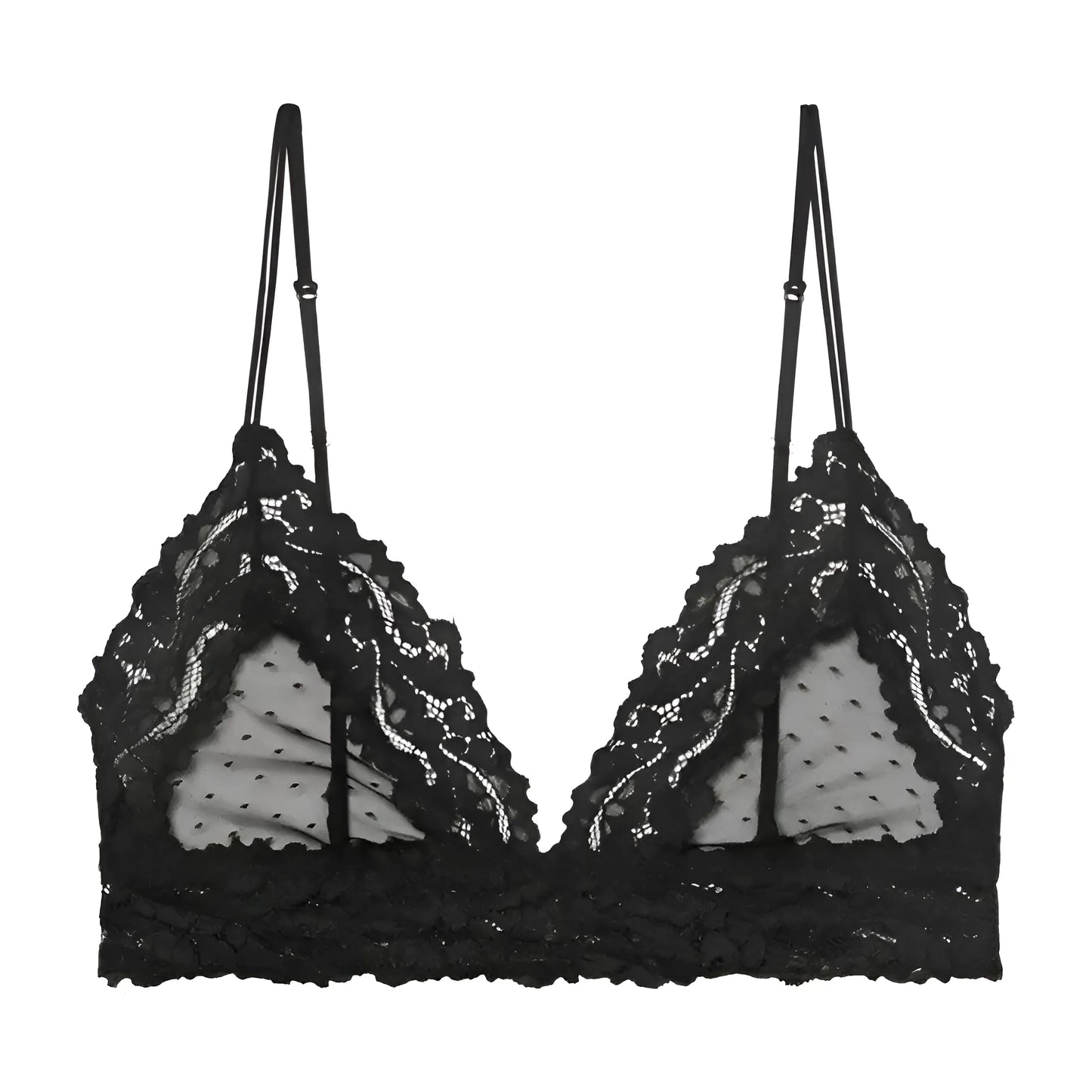 Czarny Koronkowy biustonosz bralette