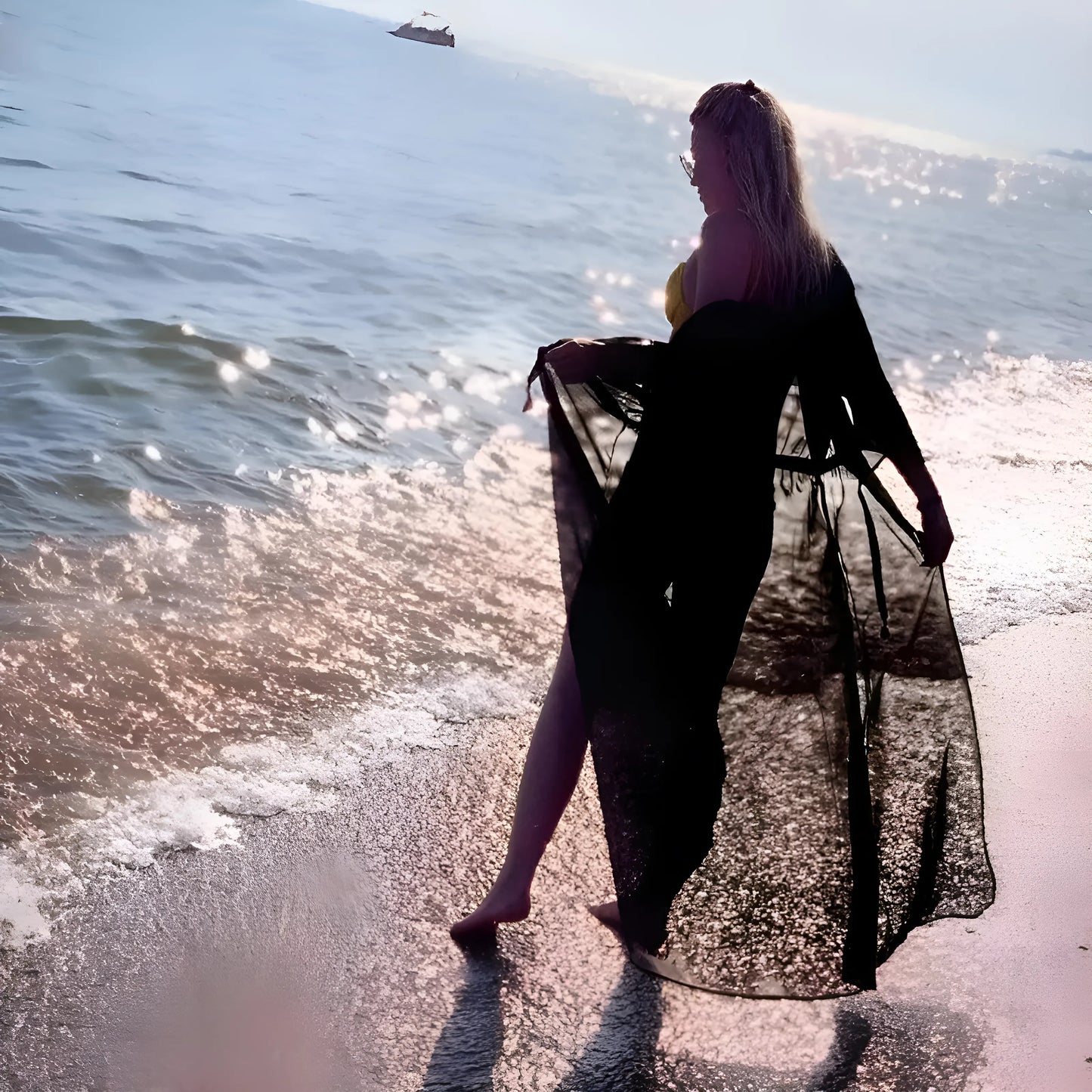Długie kimono plażowe