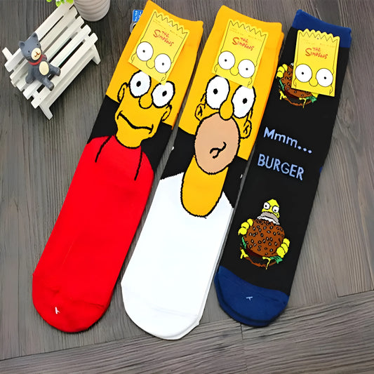 Długie skarpetki męskie za kostkę z rodziną Simpsonów
