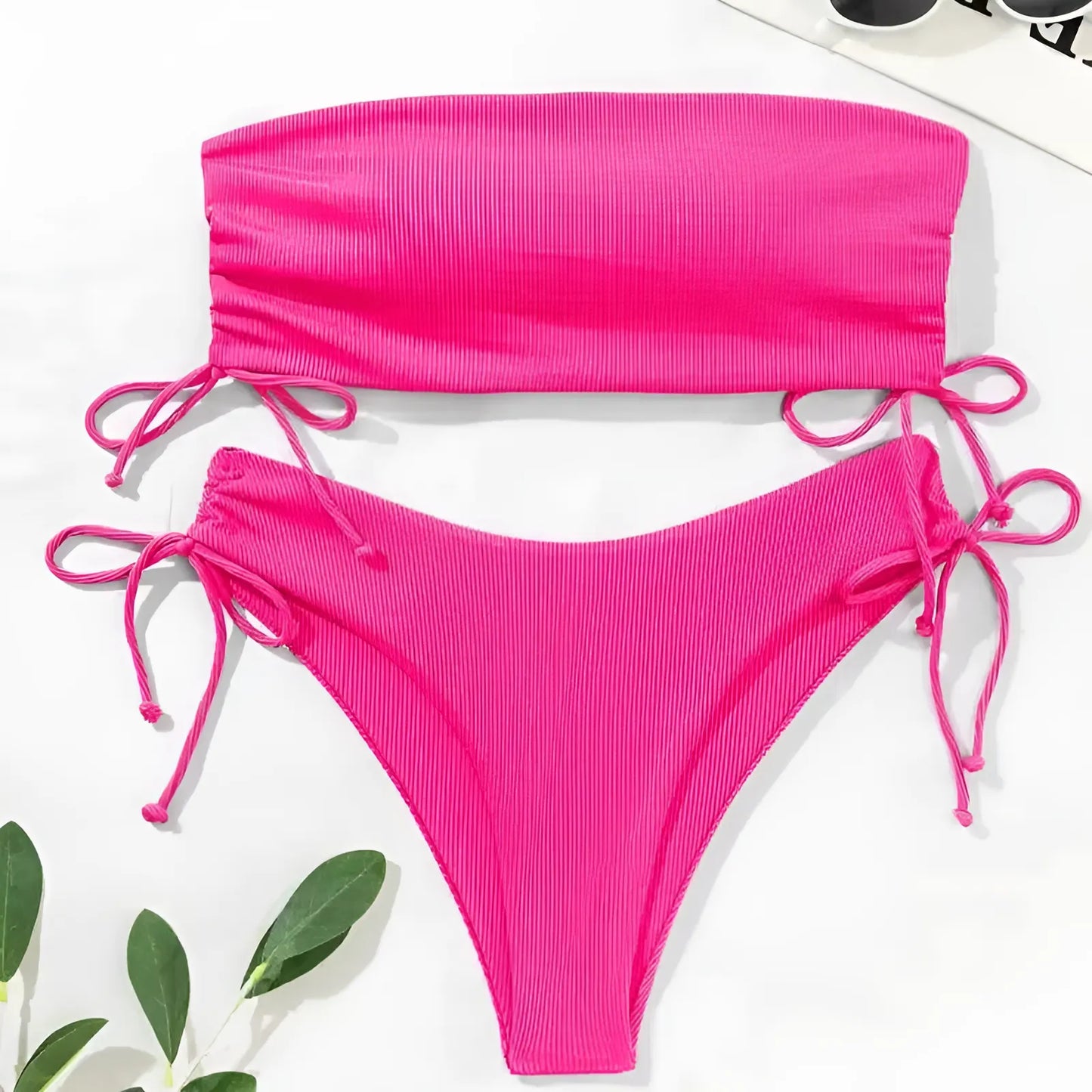 Dwuczęściowy strój kąpielowy bikini bez ramiączek