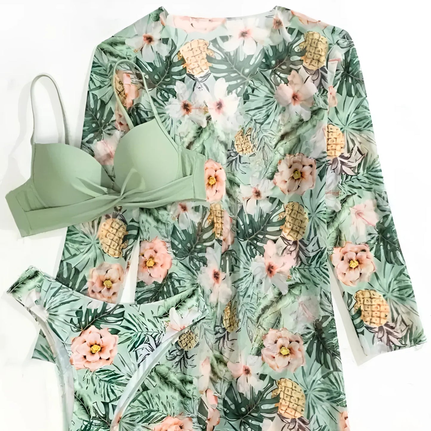 Dwuczęściowy strój kąpielowy bikini w egzotyczny wzór