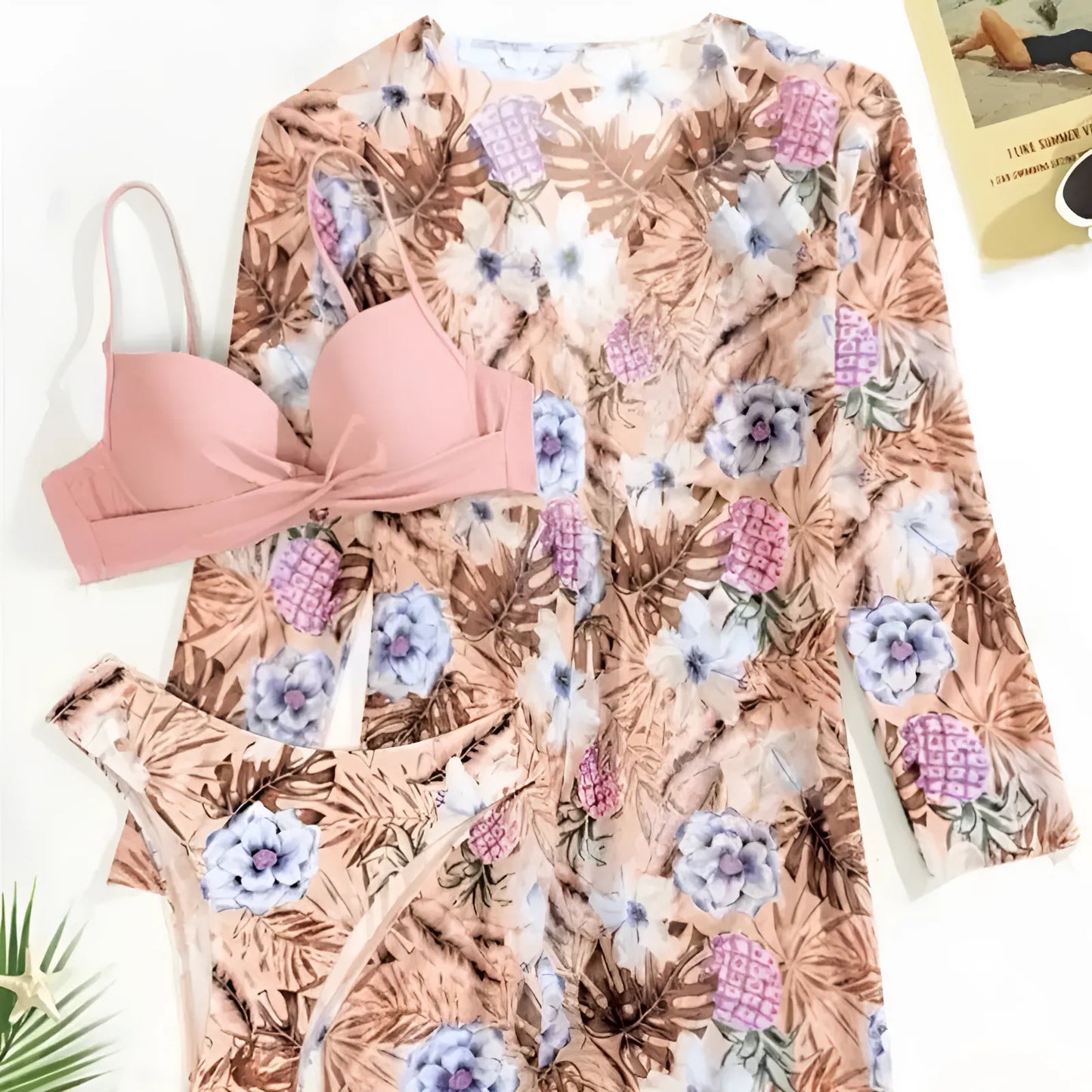 Dwuczęściowy strój kąpielowy bikini w egzotyczny wzór