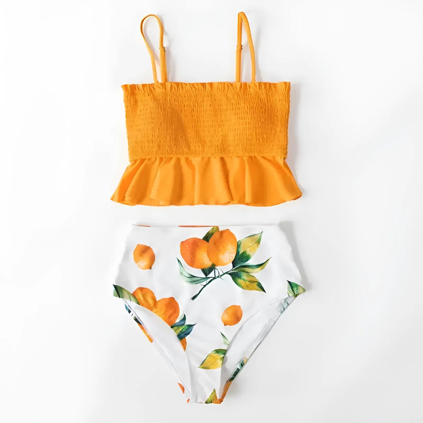 Dwuczęściowy strój kąpielowy bikini z falbanką