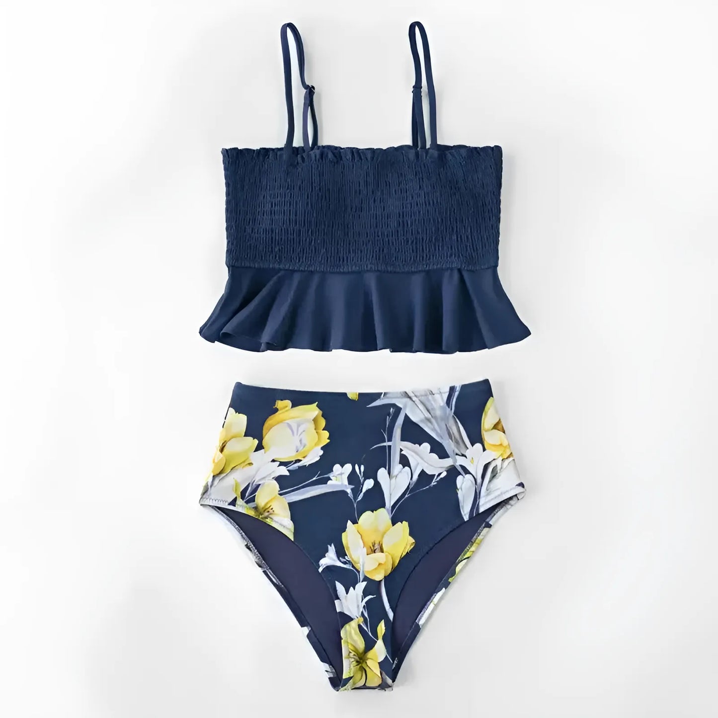 Dwuczęściowy strój kąpielowy bikini z falbanką