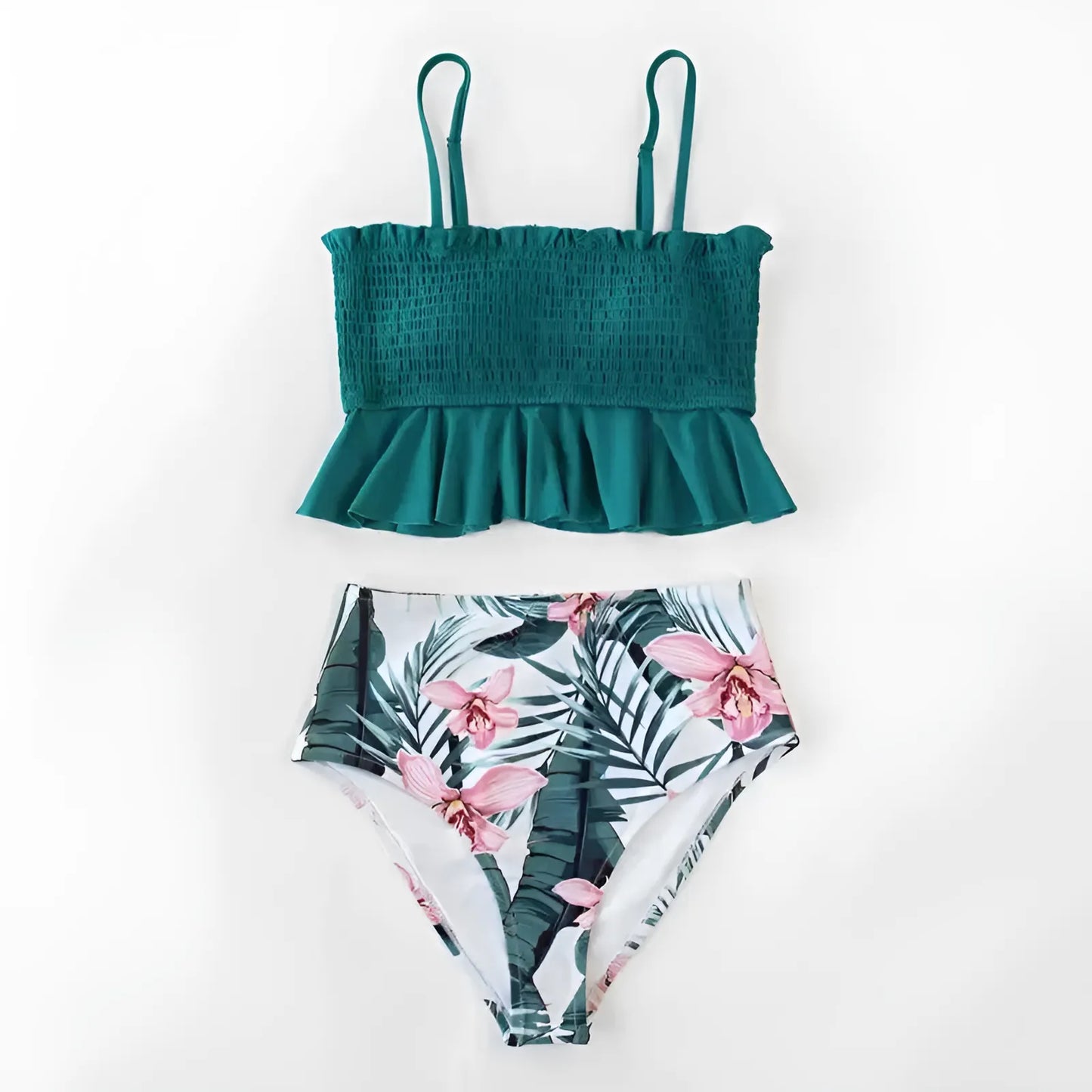 Dwuczęściowy strój kąpielowy bikini z falbanką