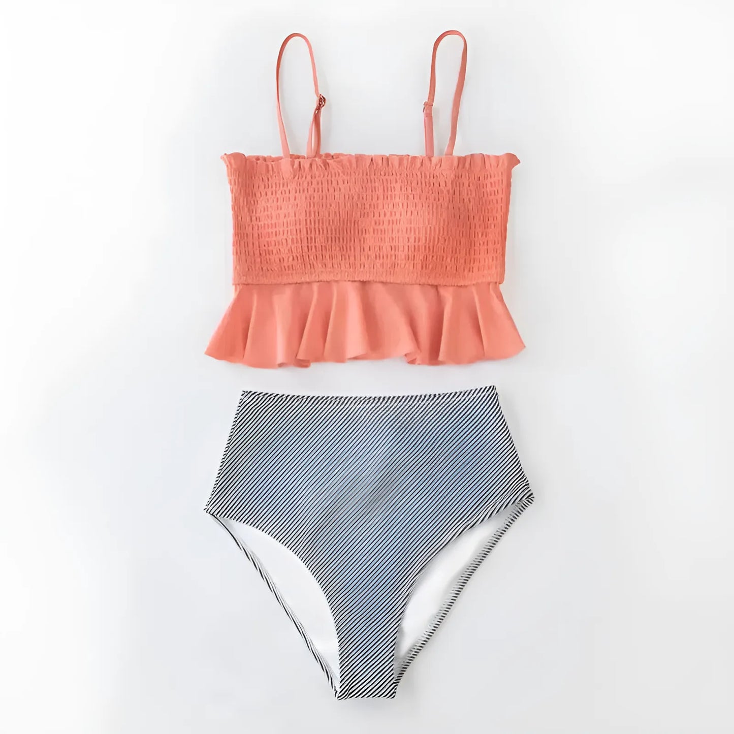 Dwuczęściowy strój kąpielowy bikini z falbanką