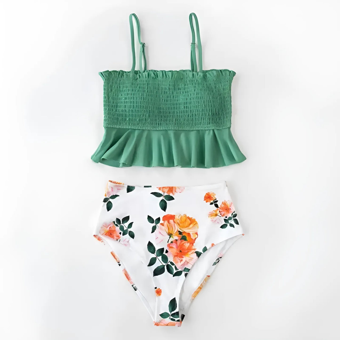 Dwuczęściowy strój kąpielowy bikini z falbanką