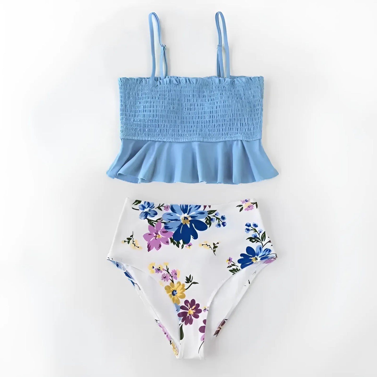 Dwuczęściowy strój kąpielowy bikini z falbanką