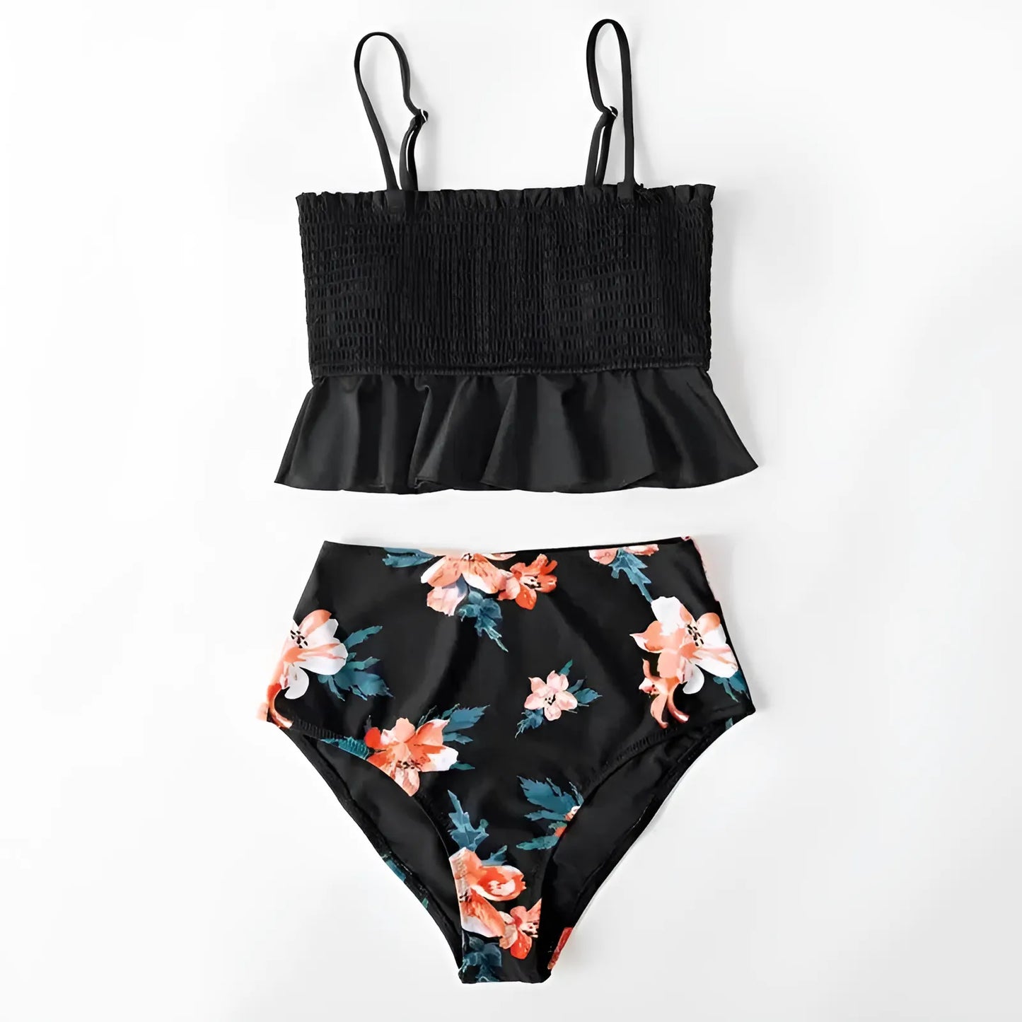 Dwuczęściowy strój kąpielowy bikini z falbanką