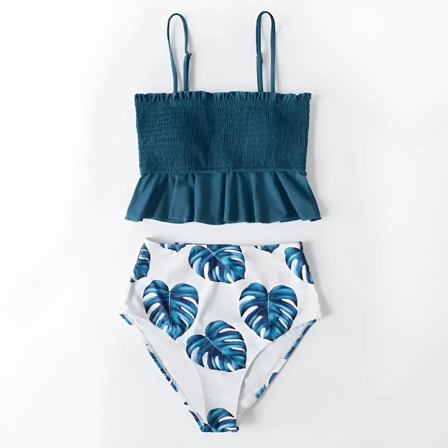 Dwuczęściowy strój kąpielowy bikini z falbanką