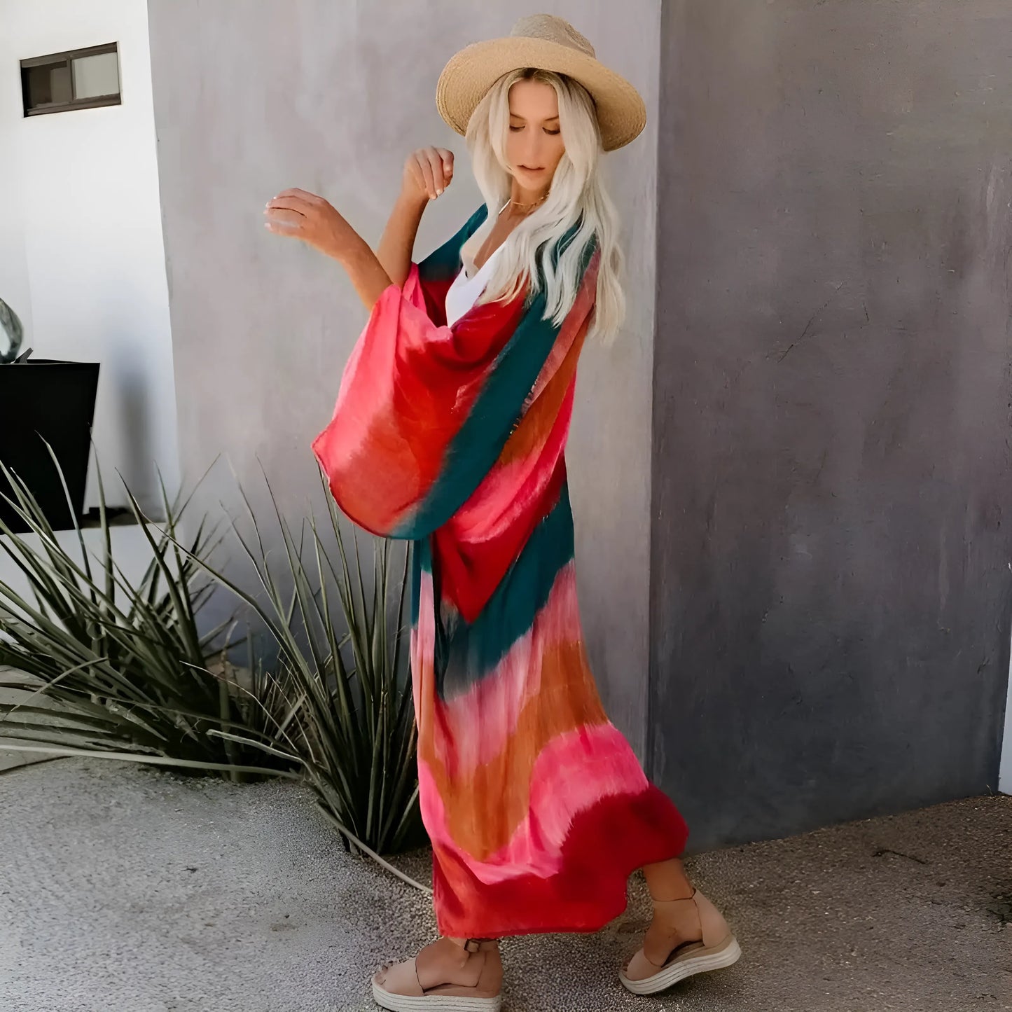 Kimono plażowe w paski