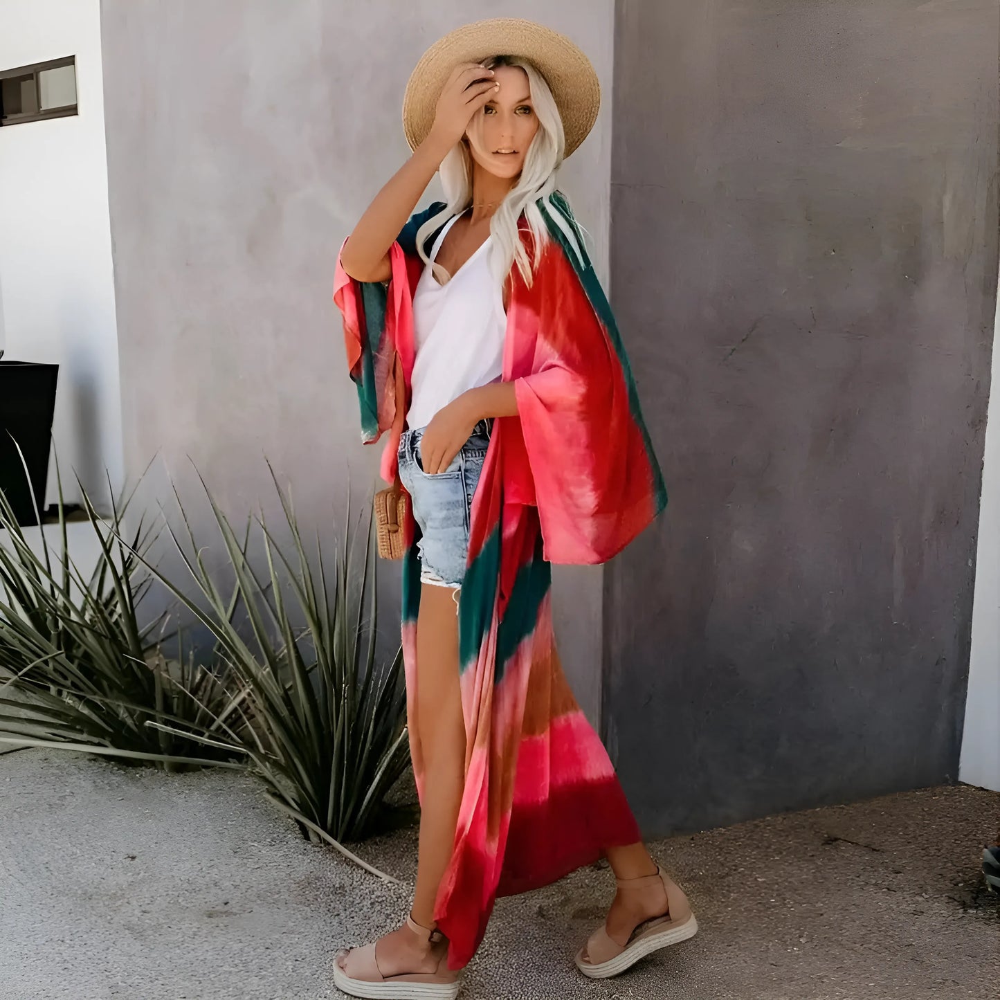 Kimono plażowe w paski