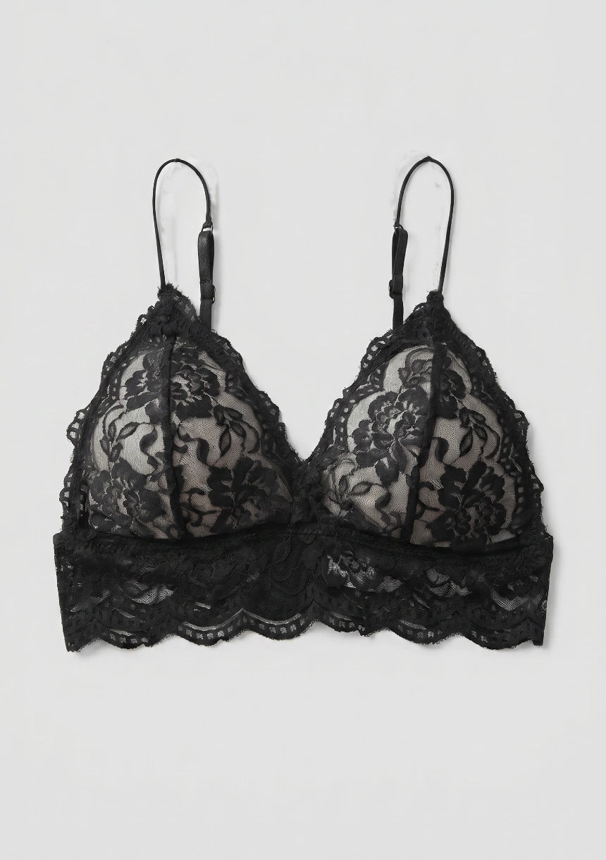 Biustonosz koronkowy bralette z trójkątnymi miseczkami