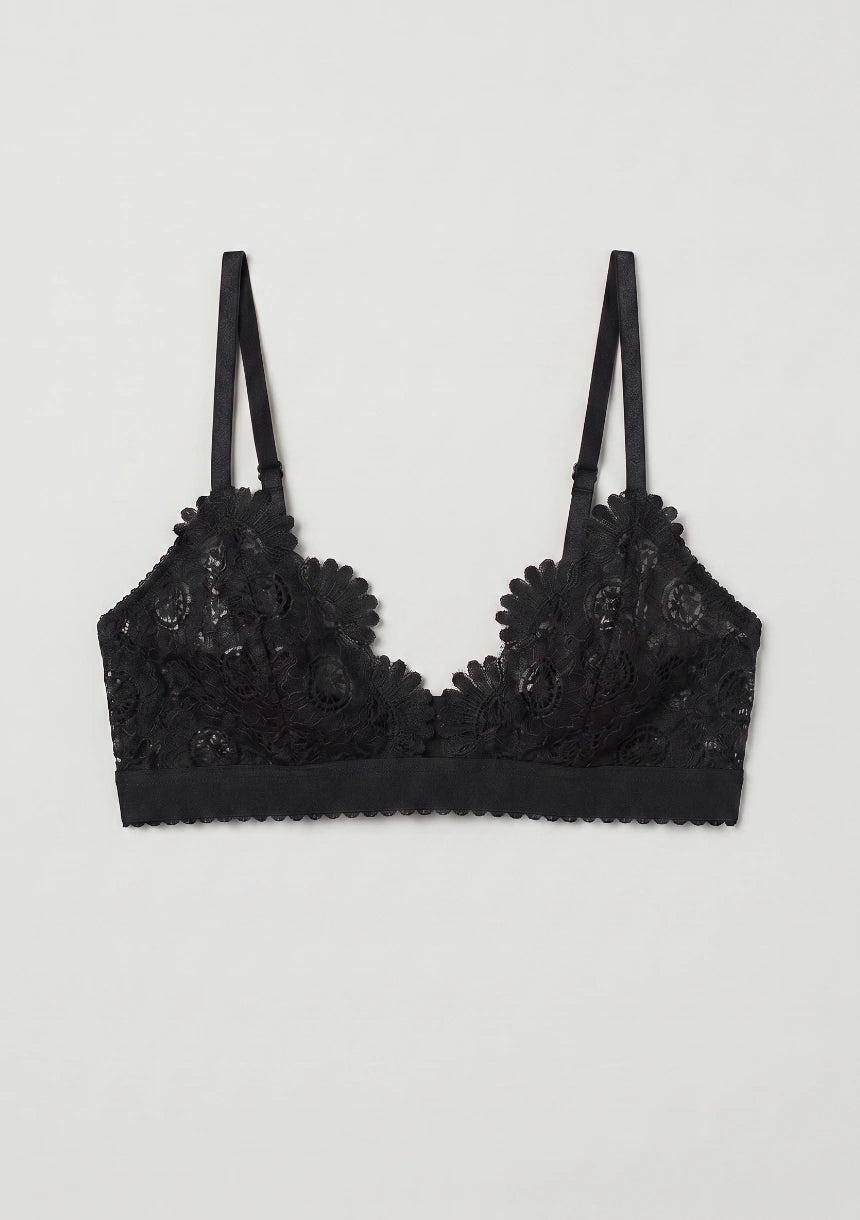 Trójkątny biustonosz koronkowy bralette w kwiatki