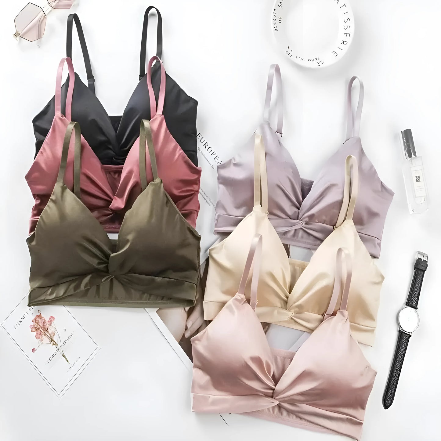 Satynowy biustonosz bralette