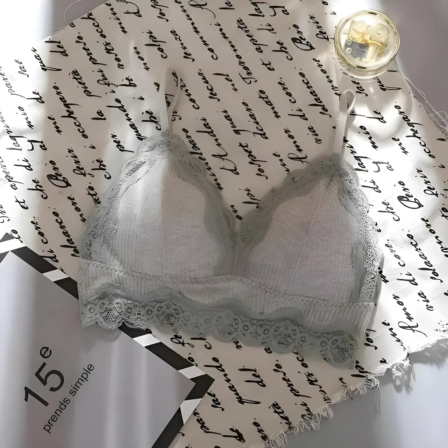 Szary Biustonosz koronkowy bralette