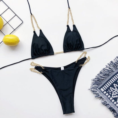 Bikini plażowe z ramiączkami na łańcuszkach