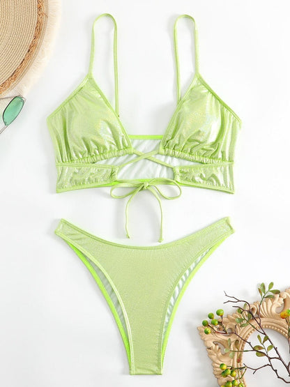 Komplet bikini z brokatowym materiałem