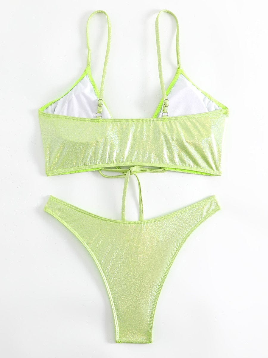 Komplet bikini z brokatowym materiałem