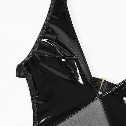 Body lateksowe z siateczkowym materiałem na brzuchu