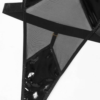 Body lateksowe z siateczkowym materiałem na brzuchu